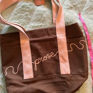Prose Cosmetic Brown Canvas Tote with Cream Straps